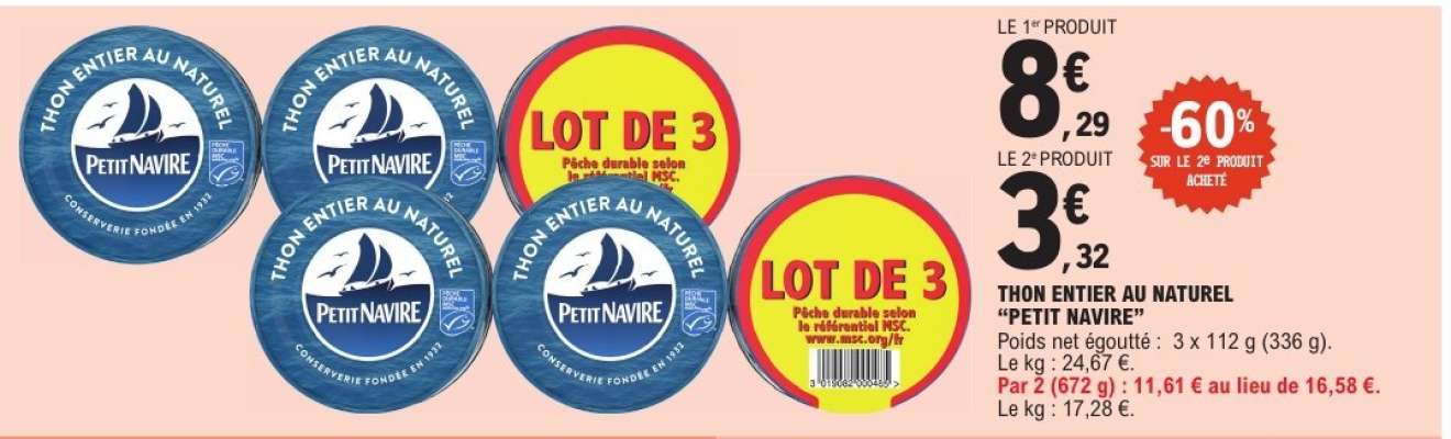 Thon entier au naturel 'Petit Navire'