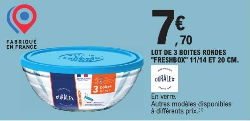Lot de 3 boites rondes 'Freshbox' 11/14 et 20 cm