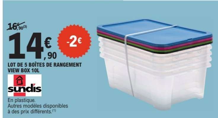 Lot de 5 boîtes de rangement View Box 10L