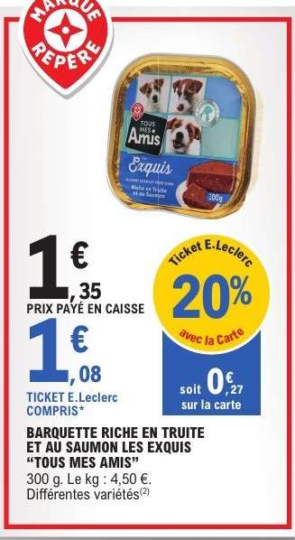 BARQUETTE RICHE EN TRUITE ET AU SAUMON LES EXQUIS “TOUS MES AMIS”