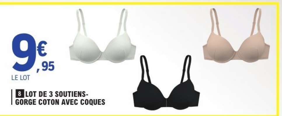 Lot de 3 soutiens-gorge coton avec coques