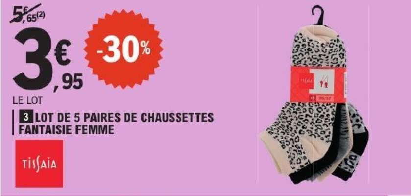 LOT DE 5 PAIRES DE CHAUSSETTES FANTAISIE FEMME