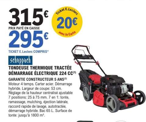 Tondeuse thermique tractée démarrage électrique 224 CC