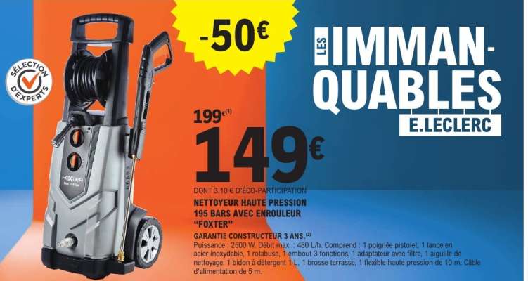 Nettoyeur Haute Pression 195 Bars avec Enrouleur 'Foxter'