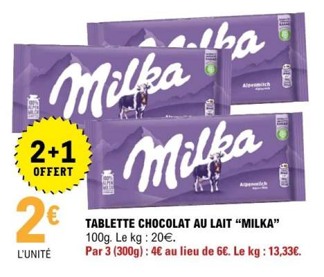 TABLETTE CHOCOLAT AU LAIT “MILKA”