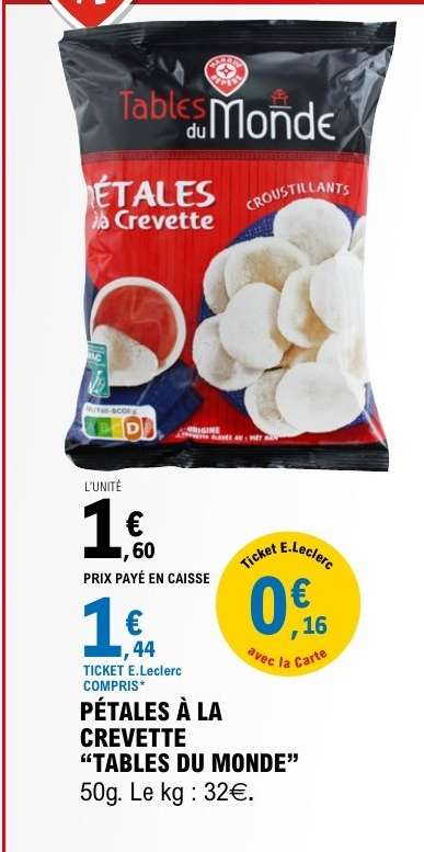 PÉTALES À LA CREVETTE “TABLES DU MONDE”