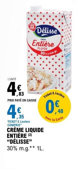 CRÈME LIQUIDE ENTIÈRE “DÉLISSE”