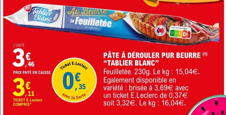 PÂTE À DÉROULER PUR BEURRE 'TABLIER BLANC'