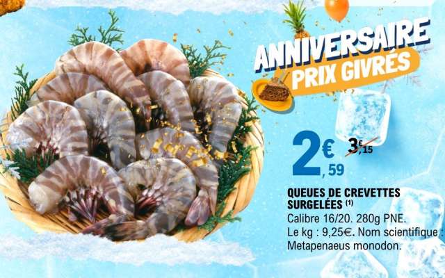 QUEUES DE CREVETTES SURGELÉES