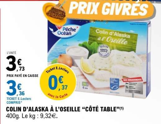 COLIN D’ALASKA À L’OSEILLE “CÔTÉ TABLE”