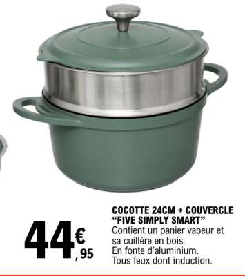 COCOTTE 24CM + COUVERCLE "FIVE SIMPLY SMART"