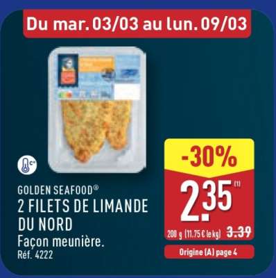 GOLDEN SEAFOOD® 2 FILETS DE LIMANDE DU NORD