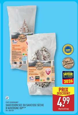 SAUCISSON SEC OU SAUCISSE SÈCHE D’AUVERGNE IGP