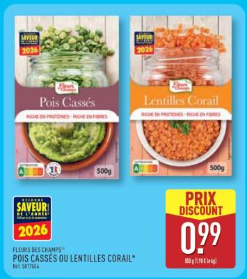 FLEURS DES CHAMPS® POIS CASSÉS OU LENTILLES CORAIL