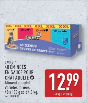 CACHET 48 ÉMINCÉS EN SAUCE POUR CHAT ADULTE