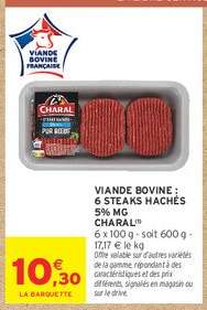 VIANDE BOVINE : 6 STEAKS HACHÉS 5% MG CHARAL