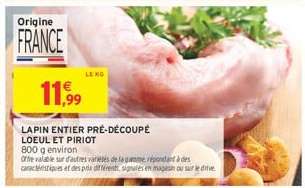 LAPIN ENTIER PRÉ-DÉCOUPÉ LOEUL ET PIROT
