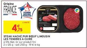 STEAK HACHÉ PUR BŒUF LIMOUSIN LES TENDRES À CUIRE