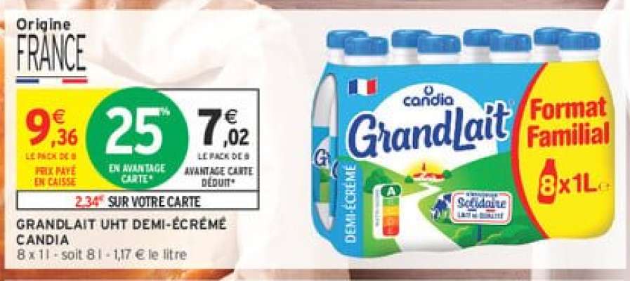 GRANDLAIT UHT DEMI-ÉCRÉMÉ CANDIA