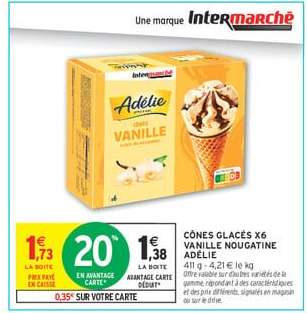 CÔNES GLACÉS X6 VANILLE NOUGATINE ADÉLIE