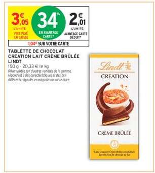 TABLETTE DE CHOCOLAT CRÉATION LAIT CRÈME BRÛLÉE LINDT