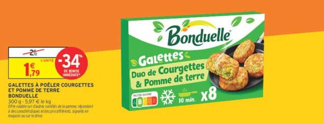 GALETTES À POÊLER COURGETTES ET POMME DE TERRE BONDUELLE