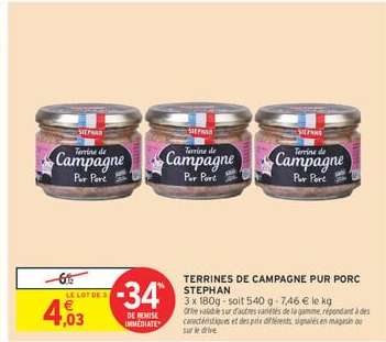 TERRINES DE CAMPAGNE PUR PORC STEPHAN