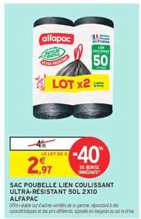 SAC POUBELLE LIEN COULISSANT ULTRA-RESISTANT 50L 2X10 ALFAPAC