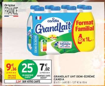 GRANDLAIT UHT DEMI-ÉCRÉMÉ CANDIA
