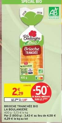 Brioche Tranchée Bio La Boulangère