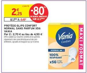 Protège-slips Confort Normal Sans Parfum X56 Vania