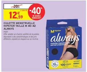 Culotte Menstruelle Hipster Taille M 40-42 Always