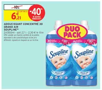 Soupline Adoucissant Concentré 3D Grand Air Duo Pack