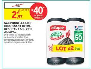 SAC POUBELLE LIEN COULISSANT ULTRA-RESISTANT 50L 2X10 ALFAPAC