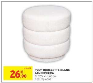 POUF BOUCLETTE BLANC ATMOSPHERA