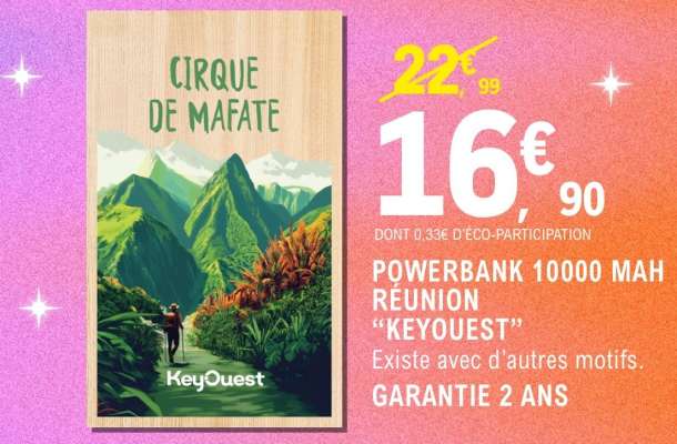 POWERBANK 10000 MAH RÉUNION "KEYOUEST"