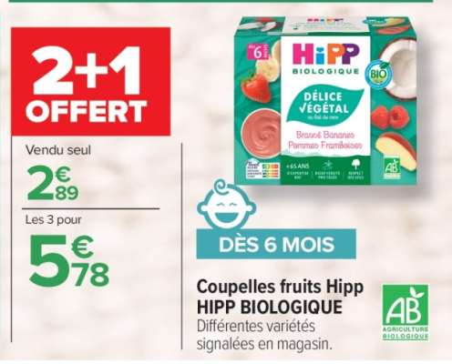 Coupelles fruits Hipp HIPP BIOLOGIQUE