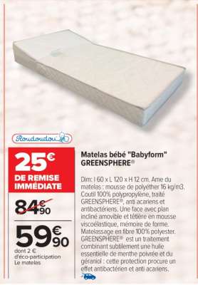 Matelas bébé "Babyform" GREENSPHERE®