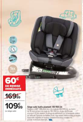 Siège auto Isofix pivotant 40-150 cm