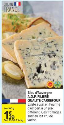 Bleu d'Auvergne A.O.P. FILIERE QUALITE CARREFOUR