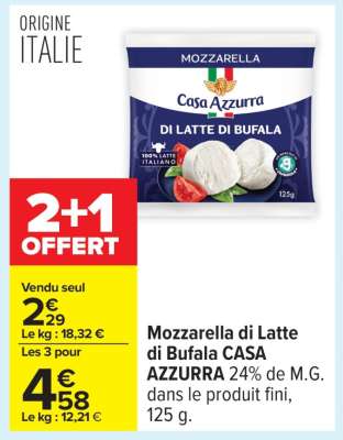 MOZZARELLA DI LATTE DI BUFALA CASA AZZURRA