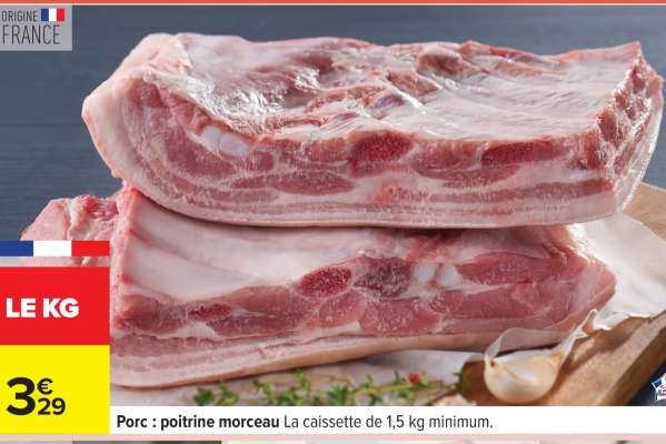 Porc : poitrine morceau