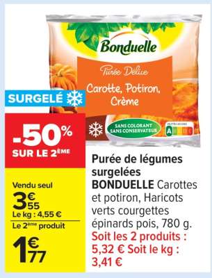 Purée de légumes surgelées BONDUELLE