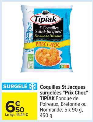 Coquilles St Jacques surgelées "Prix Choc" TIPIAK