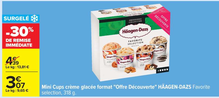 Mini Cups crème glacée format "Offre Découverte" HÄAGEN-DAZS