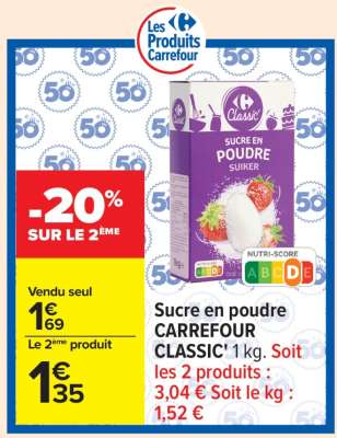 Sucre en poudre CARREFOUR CLASSIC'