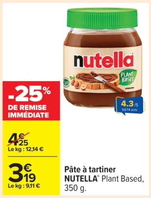 Pâte à tartiner NUTELLA Plant Based, 350 g