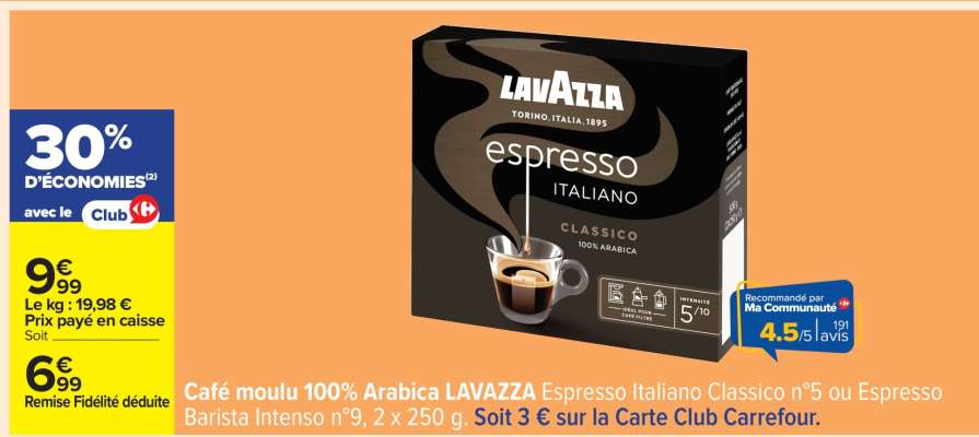 Café moulu 100% Arabica LAVAZZA