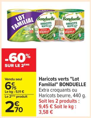 Haricots verts "Lot Familial" BONDUELLE