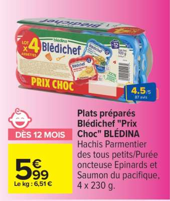 Plats préparés Blédichef "Prix Choc" BLÉDINA